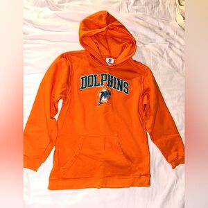Dolphins NFL team hoodie, great condition sized for big kids L